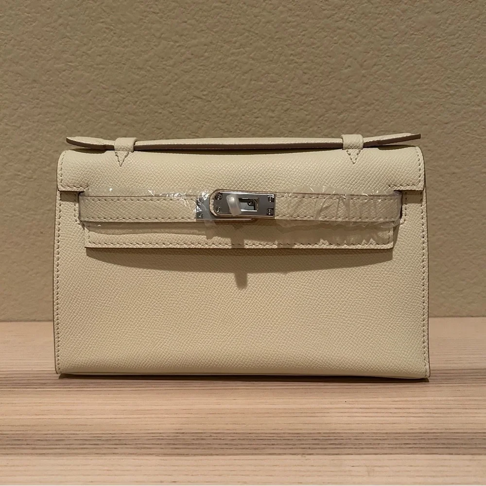 22cm Cream Belted Pochette Clutch